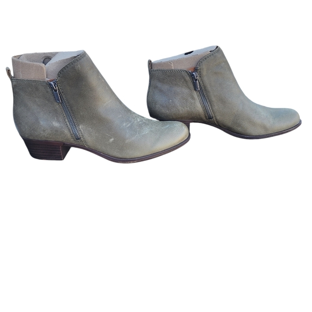 Lucky Brand Basel Ankle Booties pewter distressed ankle boot size 12